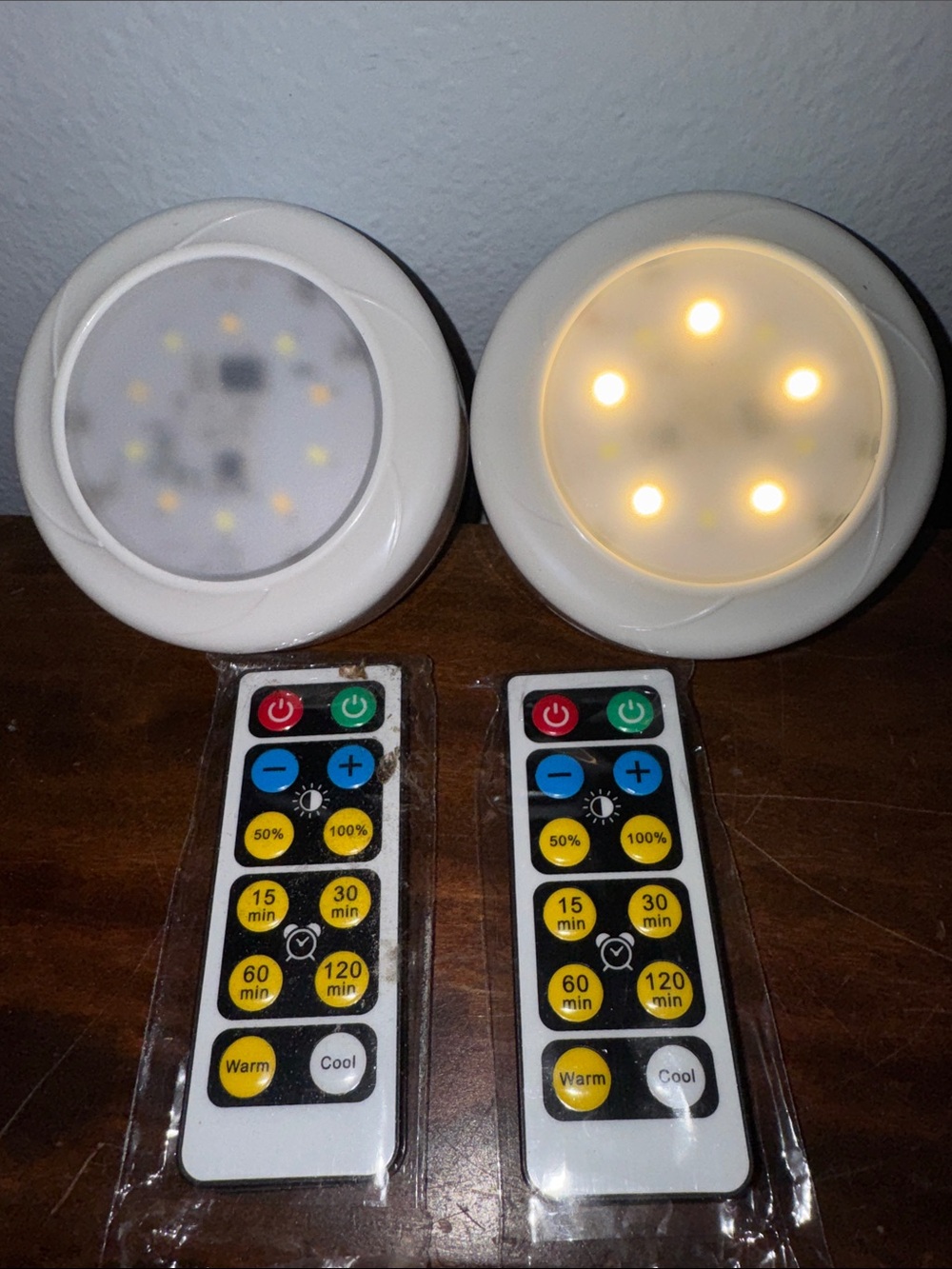 2 Battery Operated LED Light Bulbs with Remote Controls 10 Ft. Range